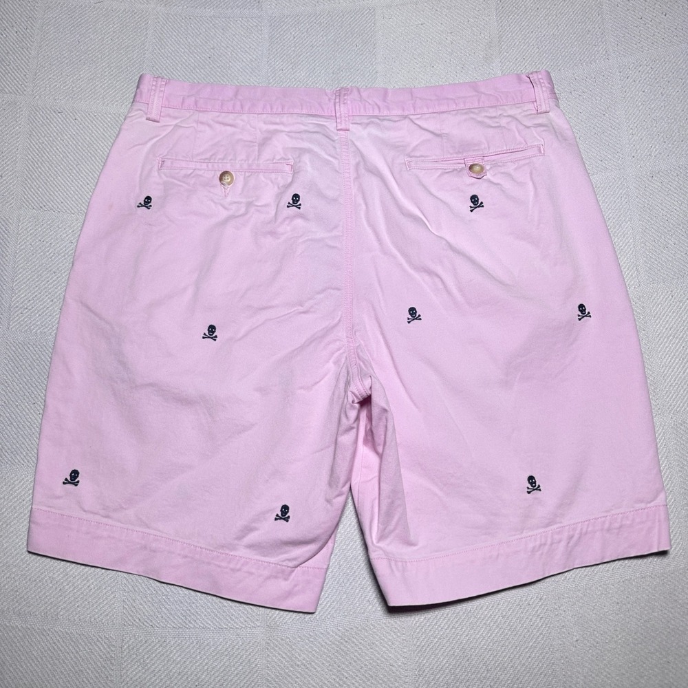 Polo Ralph Lauren Chino Shorts Men 35 Cotton Twill Stretch Skull Crossbones Pink - Picture 5 of 12